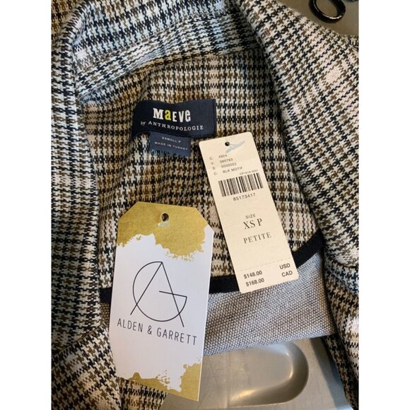 Maeve Anthropologie Tan Brown Houndstooth Blazer NWT $168, SizeXSP - Picture 5 of 5